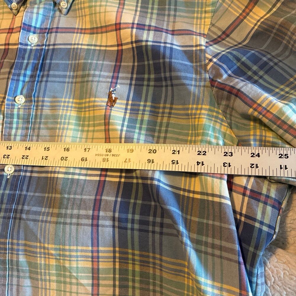 Polo Ralph Lauren Blue Cotton Plaid Long Sleeve Oxford Dress Shirt XL NWOT - Picture 6 of 11